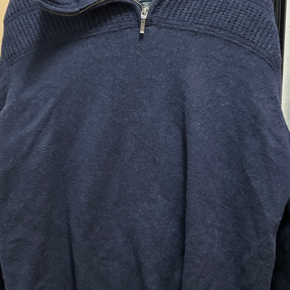 Men’s Black XL British Khaki Quarter Zip Sweater – Lambswool Blend